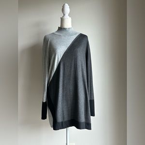 Vince Camuto Long Sleeve Color Blocked Tunic Sweater Heather Grey Large